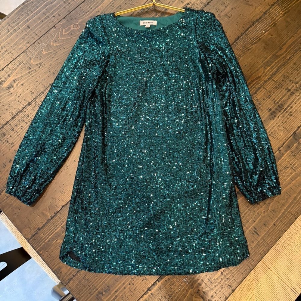 NWOT Steve Madden Teal Sequin Dress - Picture 3 of 6
